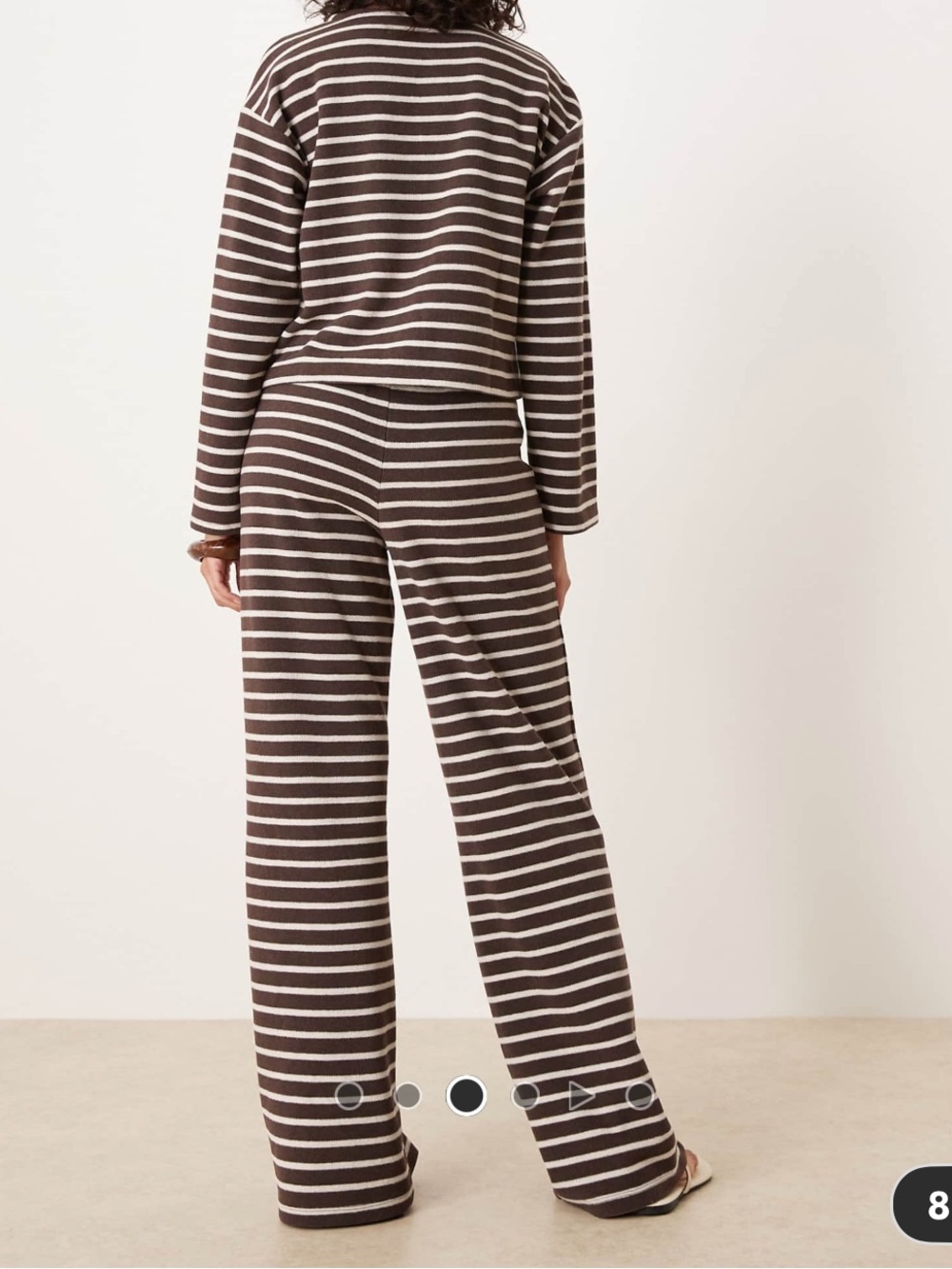 ASOS Brown & Cream Striped Straight-Leg Knit Pants - Picture 3 of 4